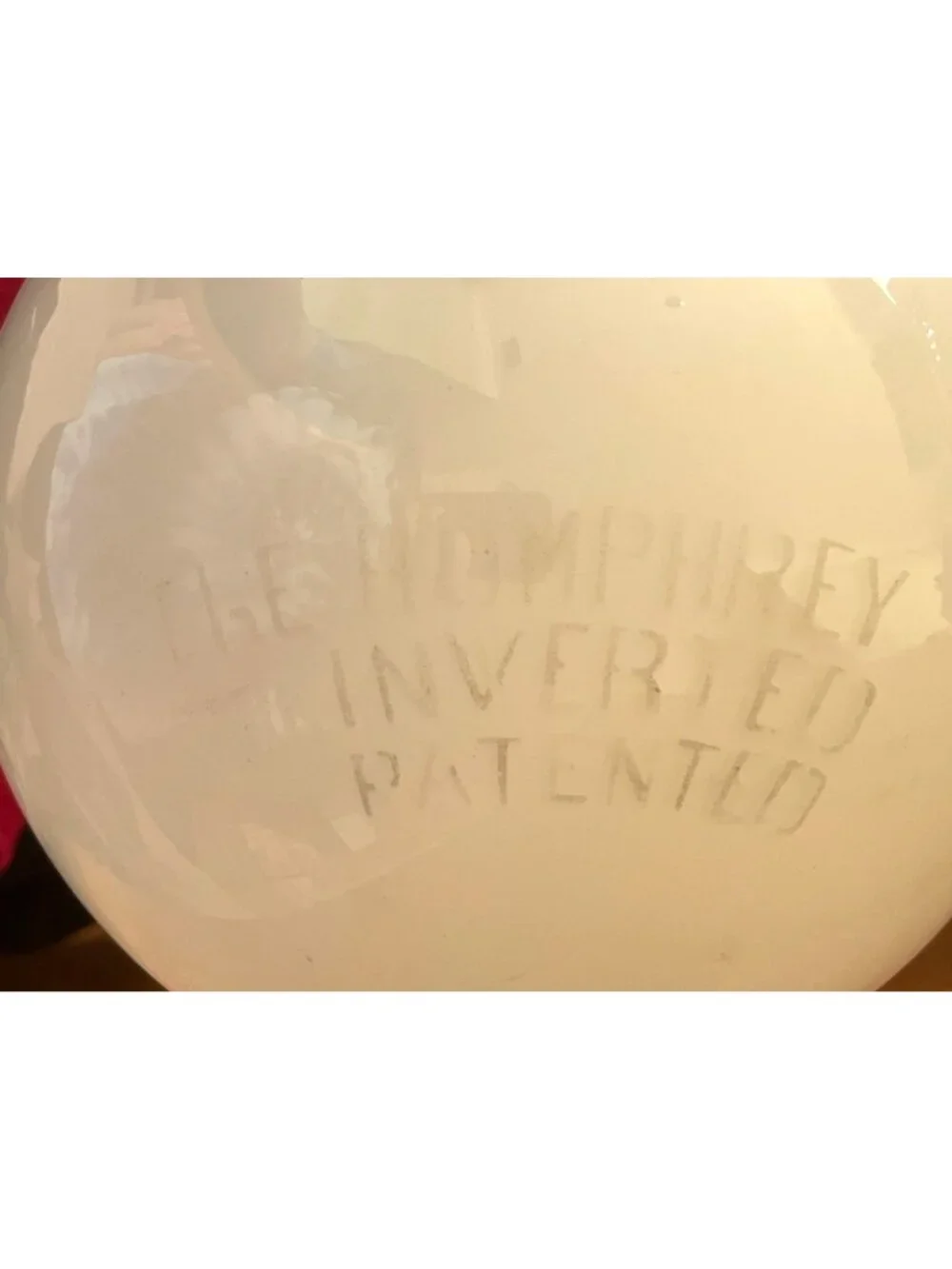 Antique Globe Humphrey Inverted Gas Lamp Globe White Glass Shade Patented Vtg 9